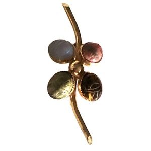 ROLYN Inc 12k Gold Filled Multicolor Carved Scarab Beetle Vintage Brooch Pin